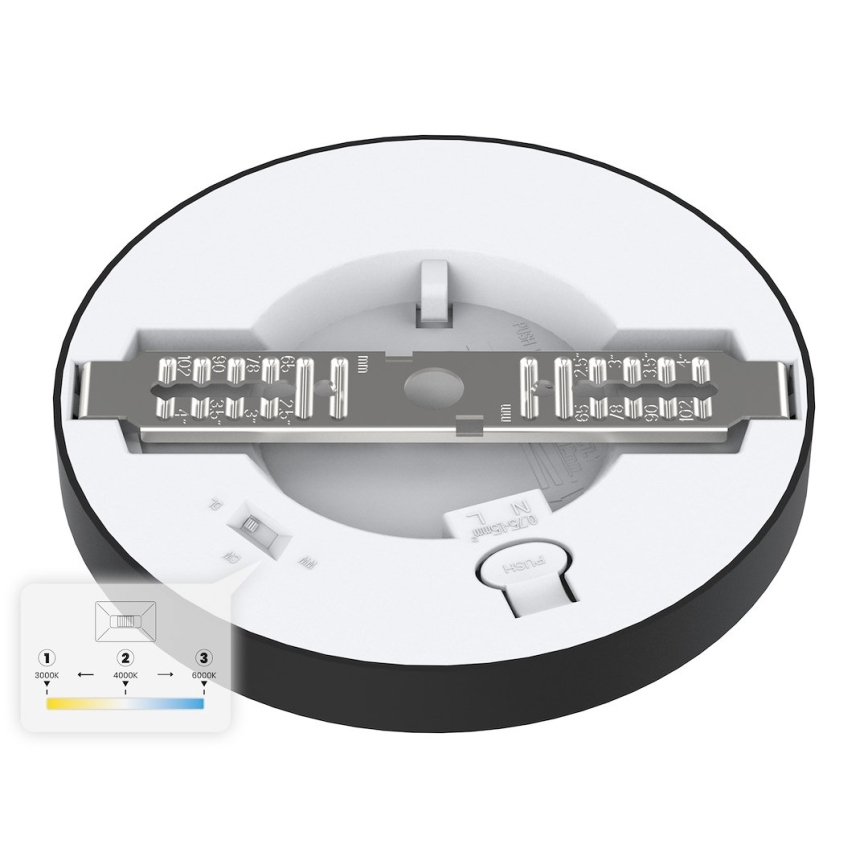 LED griestu lampa EVORA LED/6W/230V 3000/4000/6000K Ø 14 cm melna