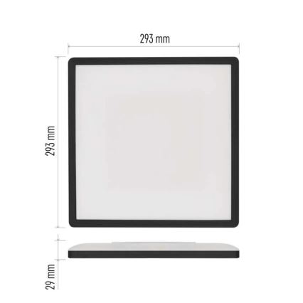 LED Griestu lampa FLORI LED/18W/230V 4000K melna 29x29 cm
