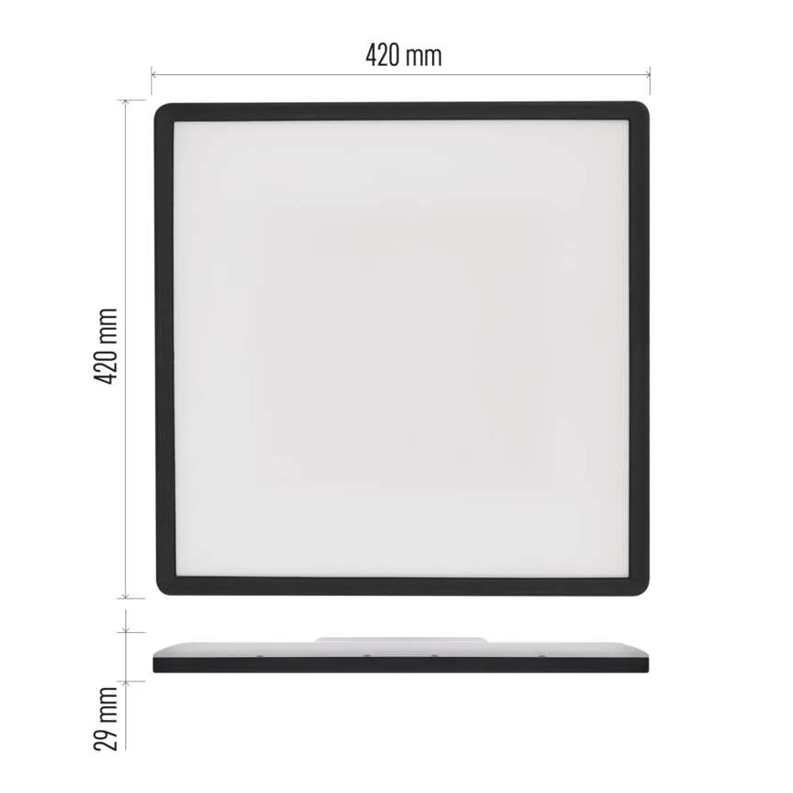 LED Griestu lampa FLORI LED/22W/230V 4000K melna 42x42 cm