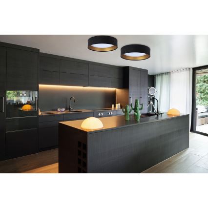 LED griestu gaismeklis GALAXY LED/24W/230V Ø 44 cm melna/zelta krāsa