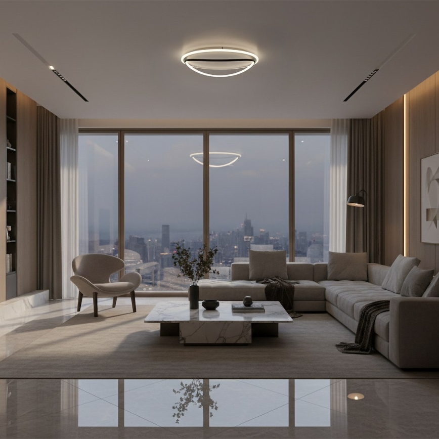 LED griestu lampa HALO LED/38W/230V Ø 50 cm melna