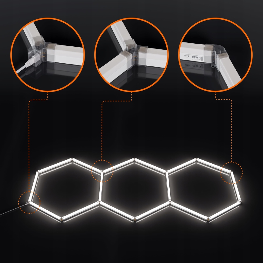 LED griestu lampa HEXAGON LED/128W/85-265V 6000K 248x97 cm CRI 90 IP54 balta