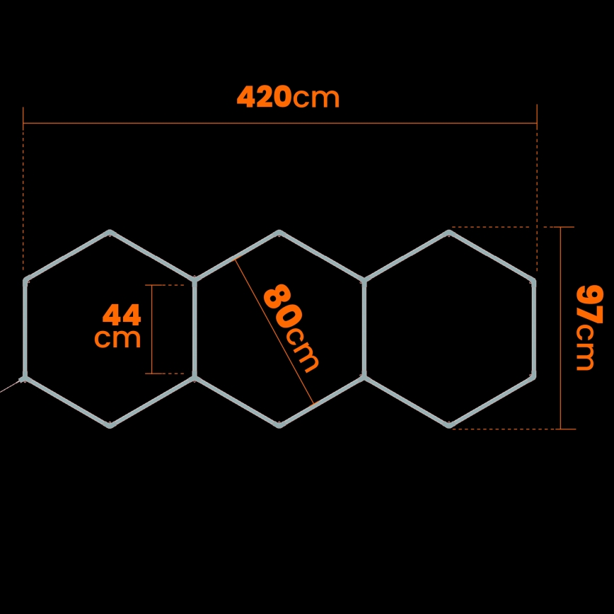 LED griestu lampa HEXAGON LED/128W/85-265V 6000K 248x97 cm CRI 90 IP54 balta