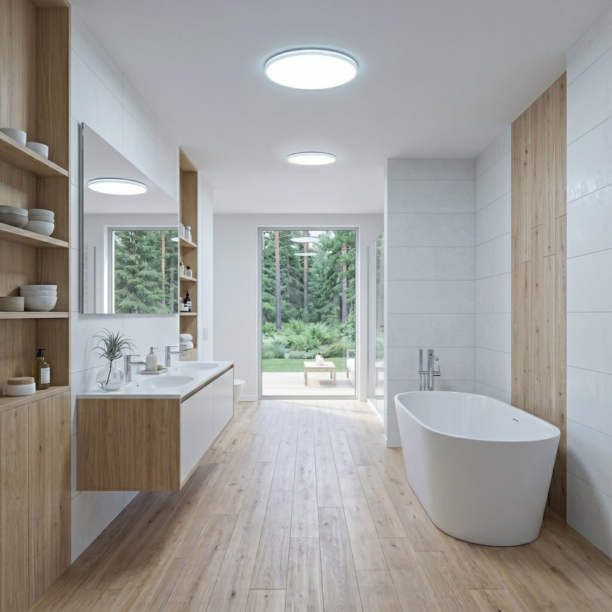LED griestu lampa HUGO, 16/24/32W, 230V, 3000/4000/6500K, Ø 37 cm, IP54, balta