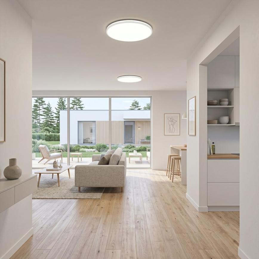 LED griestu lampa HUGO, 16/24/32W, 230V, 3000/4000/6500K, Ø 37 cm, IP54, balta