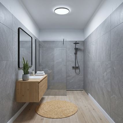 LED griestu gaismeklis HUGO LED/12/18/24W/230V 3000/4000/6500K Ø 30 cm IP54 melns