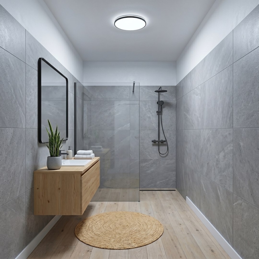 LED griestu gaismeklis HUGO LED/12/18/24W/230V 3000/4000/6500K Ø 30 cm IP54 melns