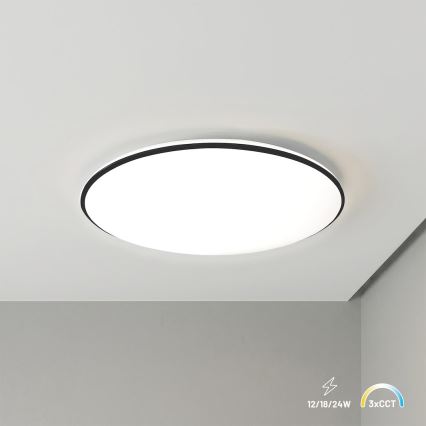 LED griestu gaismeklis HUGO LED/12/18/24W/230V 3000/4000/6500K Ø 30 cm IP54 melns