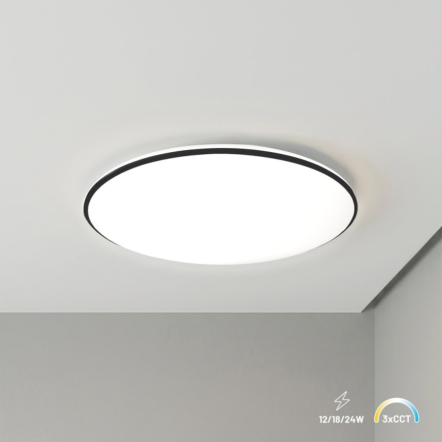 LED griestu gaismeklis HUGO LED/12/18/24W/230V 3000/4000/6500K Ø 30 cm IP54 melns