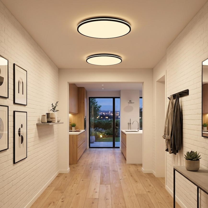 LED griestu lampa HUGO LED/21/32/42W/230V 3000/4000/6500K Ø 45 cm IP54 melna