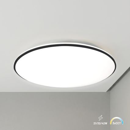 LED griestu lampa HUGO LED/21/32/42W/230V 3000/4000/6500K Ø 45 cm IP54 melna