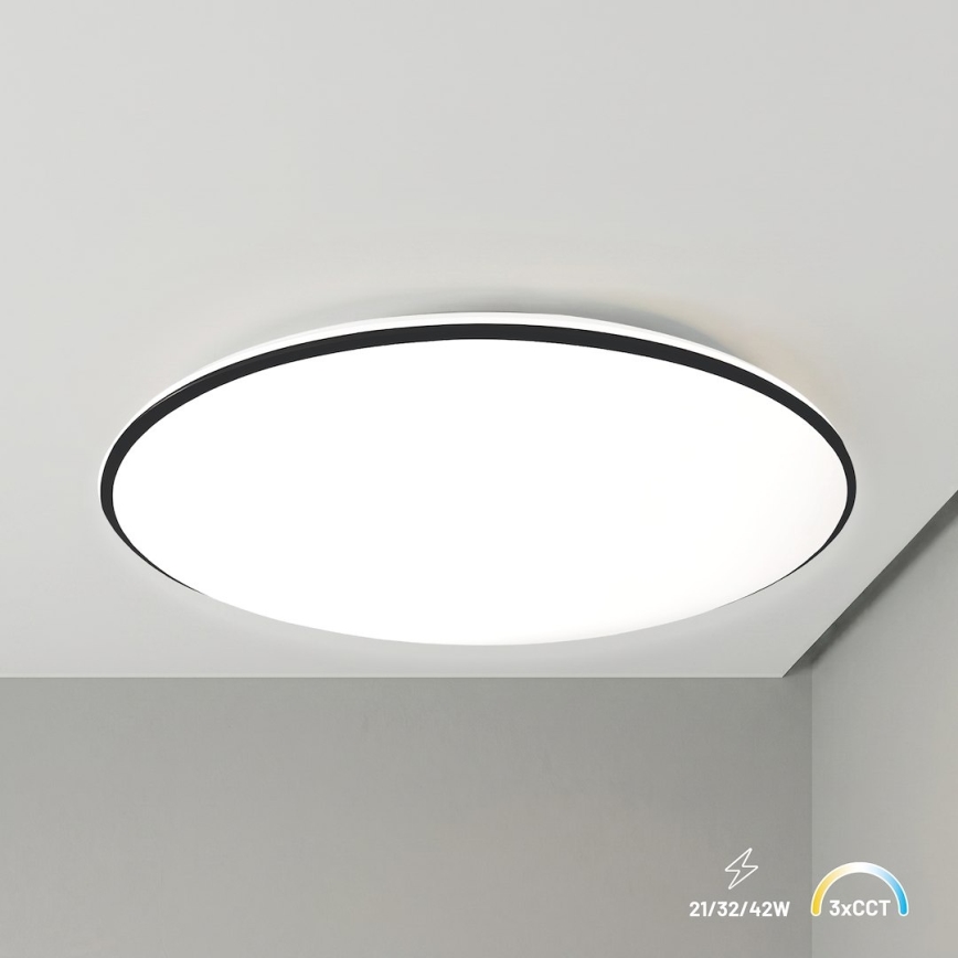 LED griestu lampa HUGO LED/21/32/42W/230V 3000/4000/6500K Ø 45 cm IP54 melna
