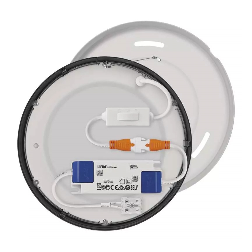 LED Griestu lampa NEXXO LED/12,5W/230V 3000/3500/4000K d. 17 cm melna