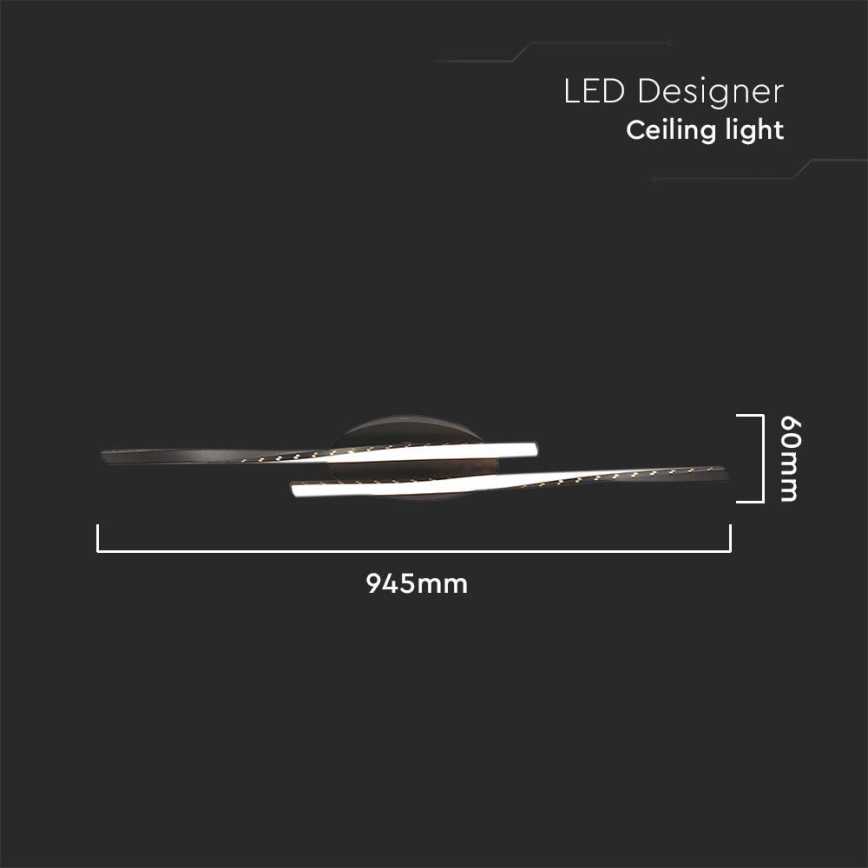 LED Griestu lampa LED/12W/230V 3000K melna