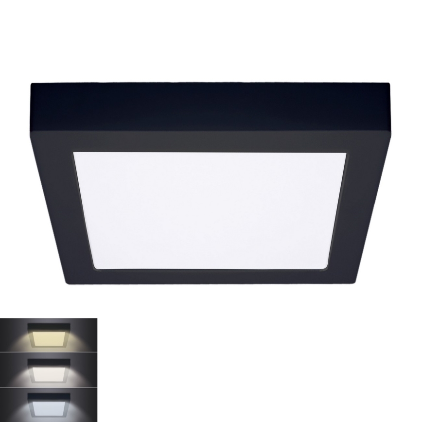 LED Griestu lampa LED/18W/230V 3000/4000/6000K melna, stūrains