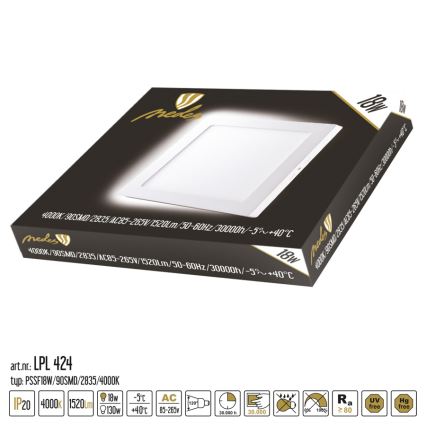 LED Griestu lampa LED/18W/230V 4000K 22,5x22,5 cm