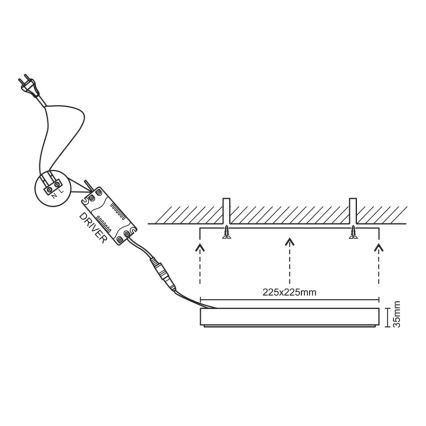 LED Griestu lampa LED/18W/230V 4000K 22,5x22,5 cm