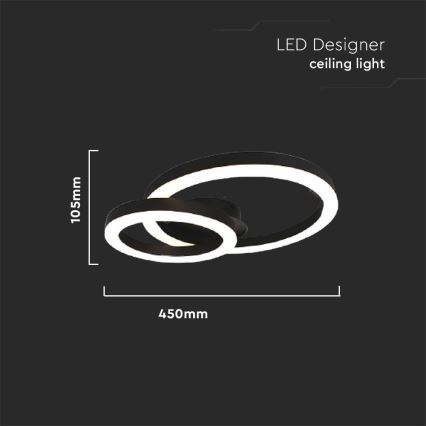 LED Griestu lampa LED/20W/230V 3000K melna
