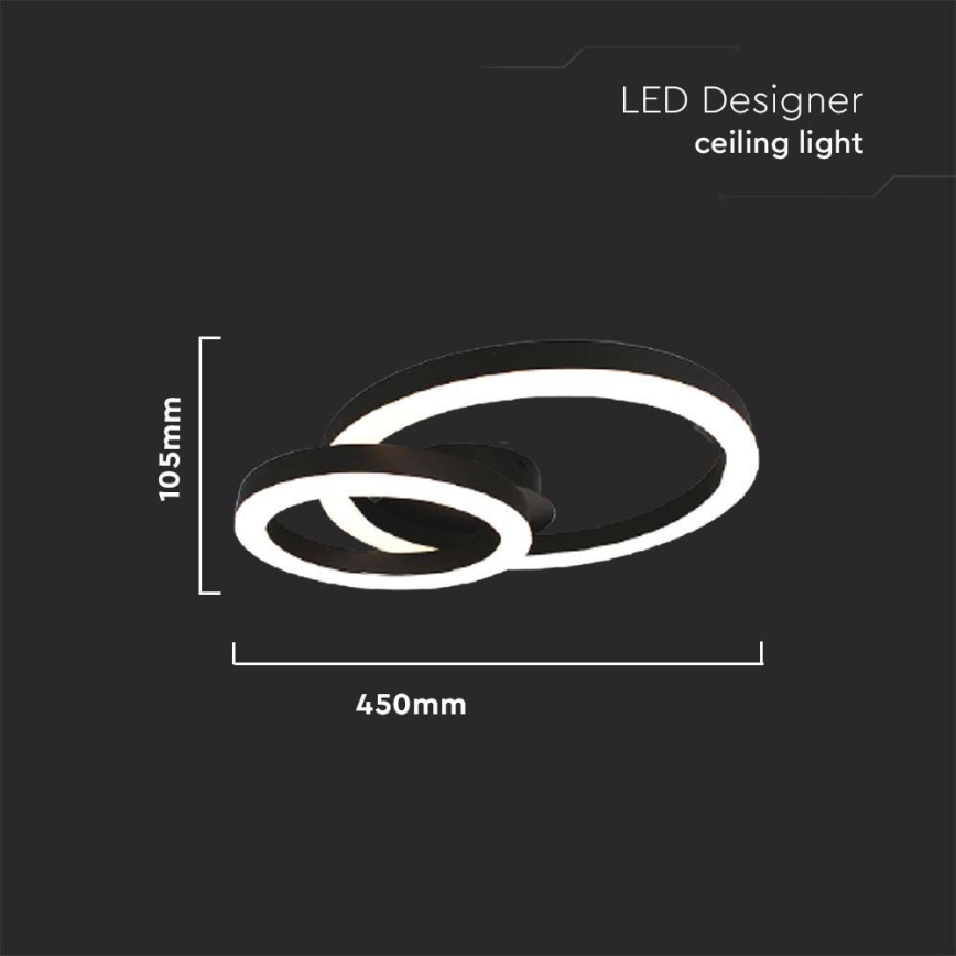 LED Griestu lampa LED/20W/230V 3000K melna