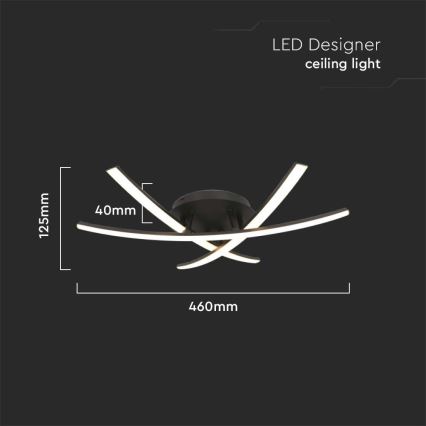 LED Griestu lampa LED/20W/230V 3000K melna