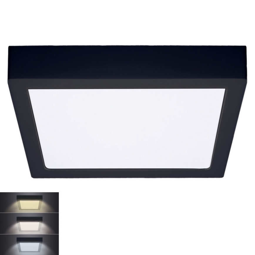 LED Griestu lampa LED/24W/230V 3000/4000/6000K melna, stūraina