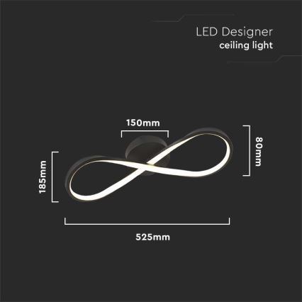 LED Griestu lampa LED/24W/230V 3000K melna