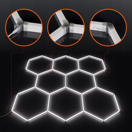 LED griestu gaismeklis HEXAGON LED/280W/85-265V 6500K 313x298 cm CRI 90 IP54 balts