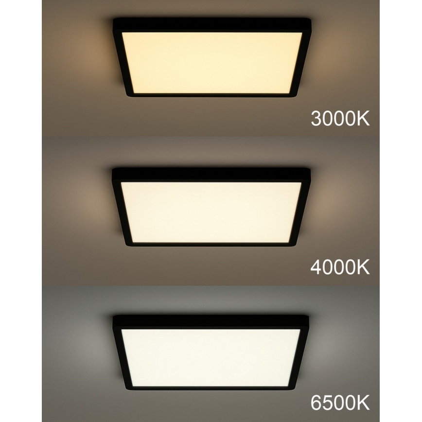 LED griestu lampa LED/32W/230V 3000/4000/6500K 40x40 cm melna