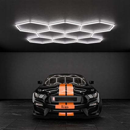 LED griestu gaismeklis HEXAGON LED/350W/85-265V 6500K 313x298 cm CRI 90 IP44 balts
