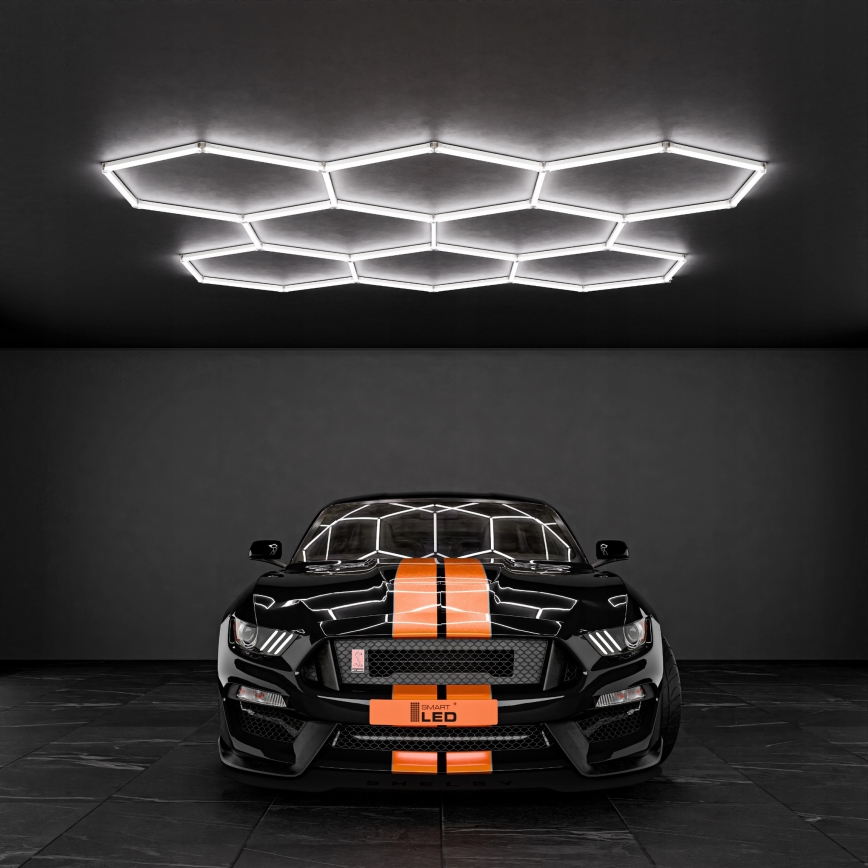 LED griestu gaismeklis HEXAGON LED/350W/85-265V 6500K 313x298 cm CRI 90 IP44 balts