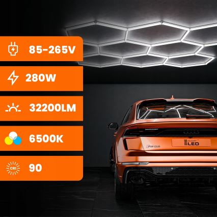 LED griestu gaismeklis HEXAGON LED/350W/85-265V 6500K 313x298 cm CRI 90 IP44 balts