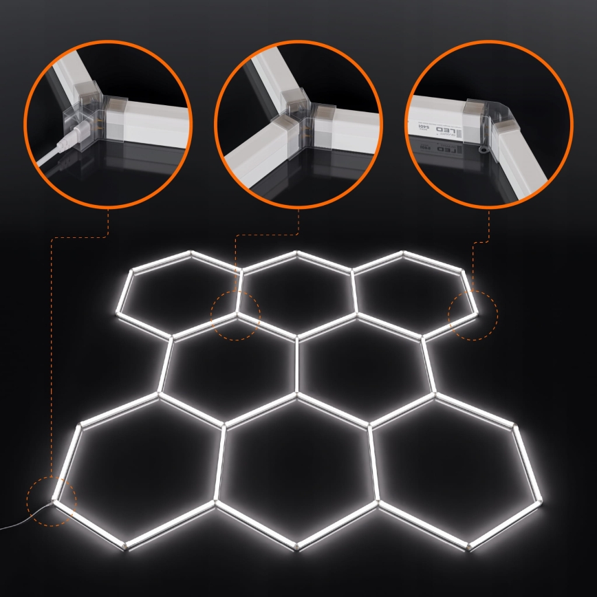 LED griestu gaismeklis HEXAGON LED/350W/85-265V 6500K 313x298 cm CRI 90 IP44 balts