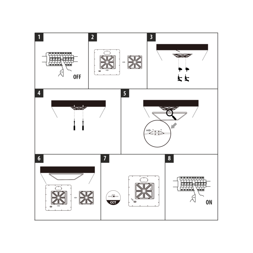 LED Griestu lampa LED/40W/230V 3000/4000/6500K 50x50 cm melna