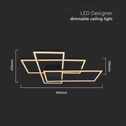 LED Griestu lampa LED/47W/230V 3000K melna