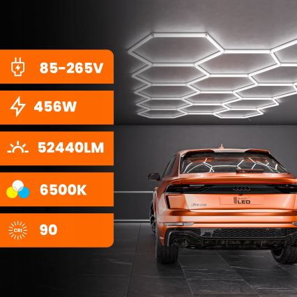 LED griestu lampa HEXAGON LED/570W/85-265V 6500K 522x298 cm CRI 90 IP44 balta
