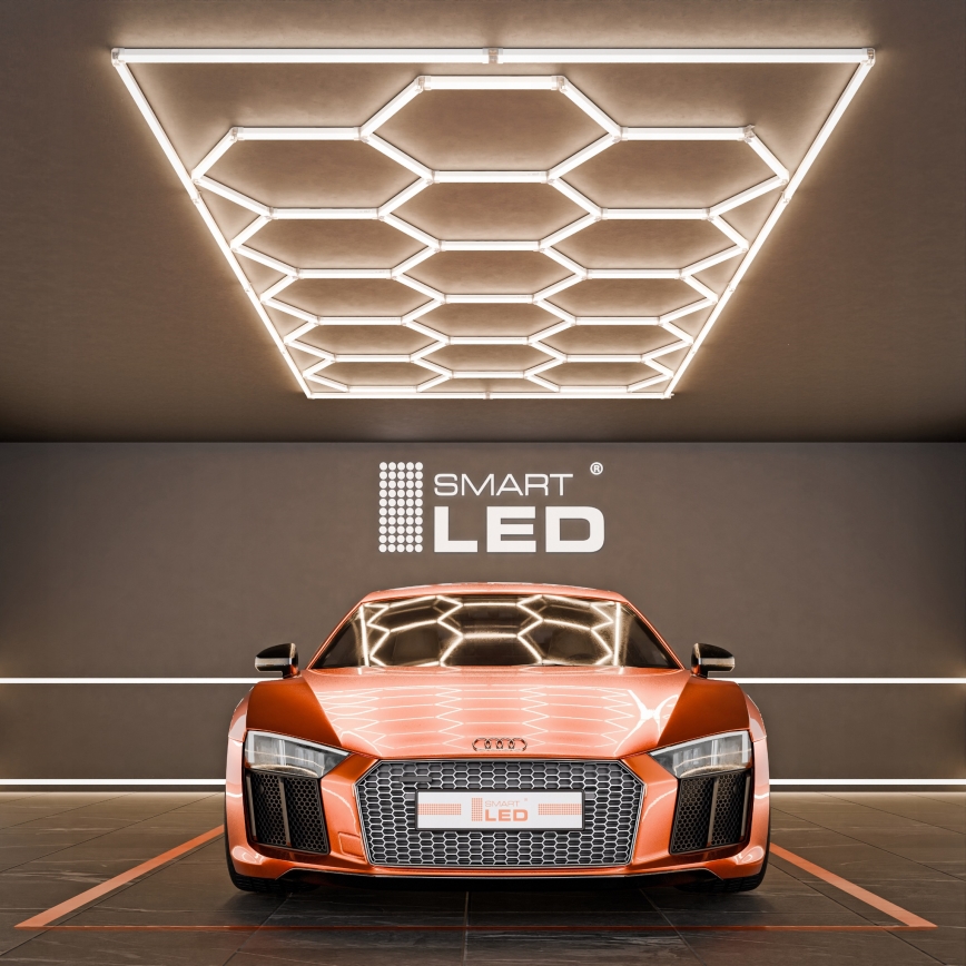 LED griestu gaismeklis HEXAGON LED/696W/85-265V 4000K 484x243 cm CRI 90 IP54 balts