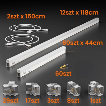 LED griestu gaismeklis HEXAGON LED/696W/85-265V 4000K 484x243 cm CRI 90 IP54 balts