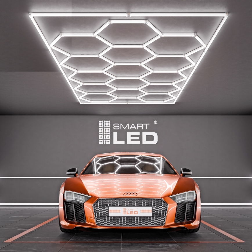 LED griestu gaismeklis HEXAGON LED/696W/85-265V 6500K 484x243 cm CRI 90 IP44 balta