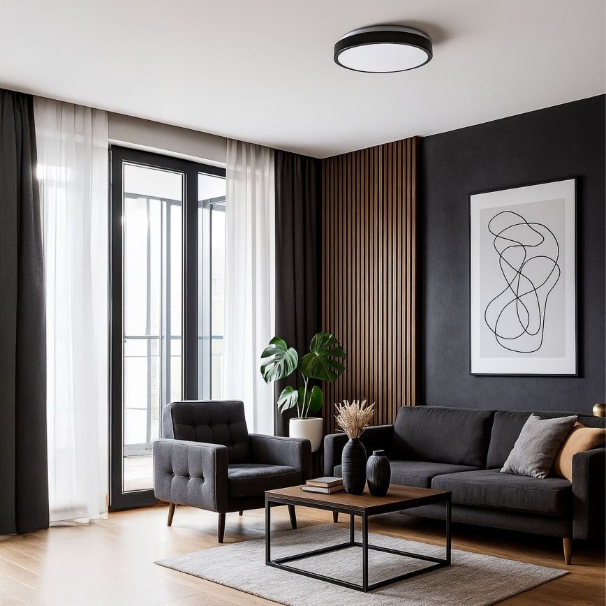 LED griestu lampa LIBRA LED/15W/230V 4000K Ø 29 cm melna