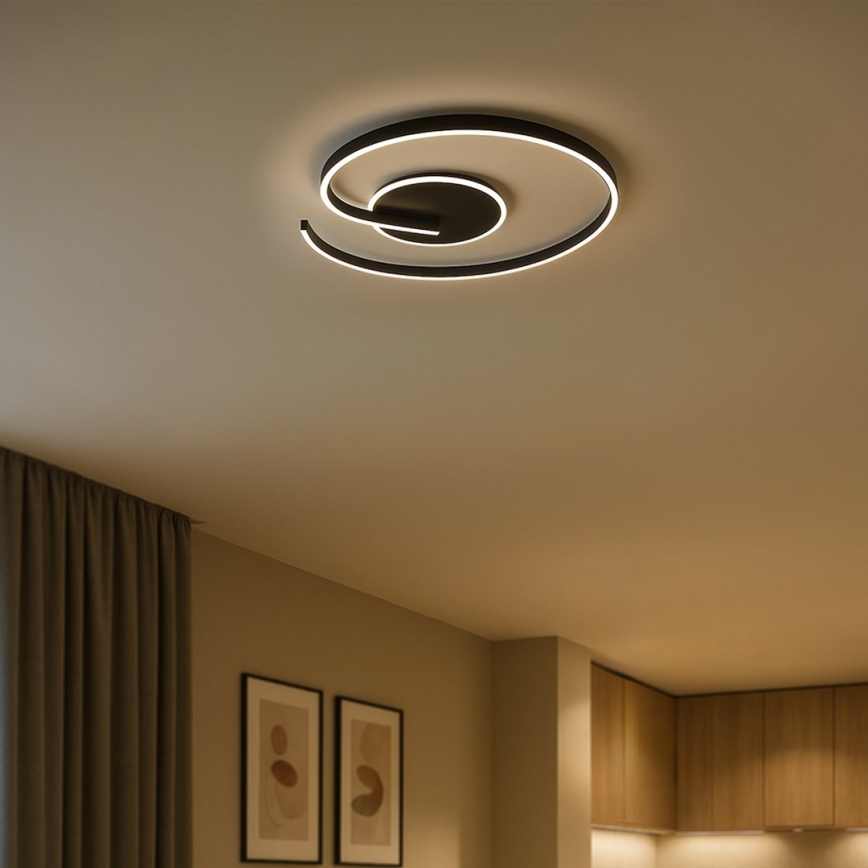 LED griestu lampa LORENZO LED, 22 W, 230 V, Ø 50 cm, melna