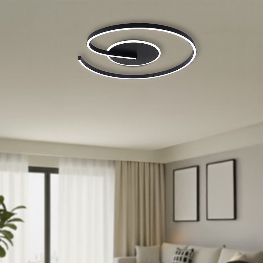 LED griestu lampa LORENZO LED, 22 W, 230 V, Ø 50 cm, melna