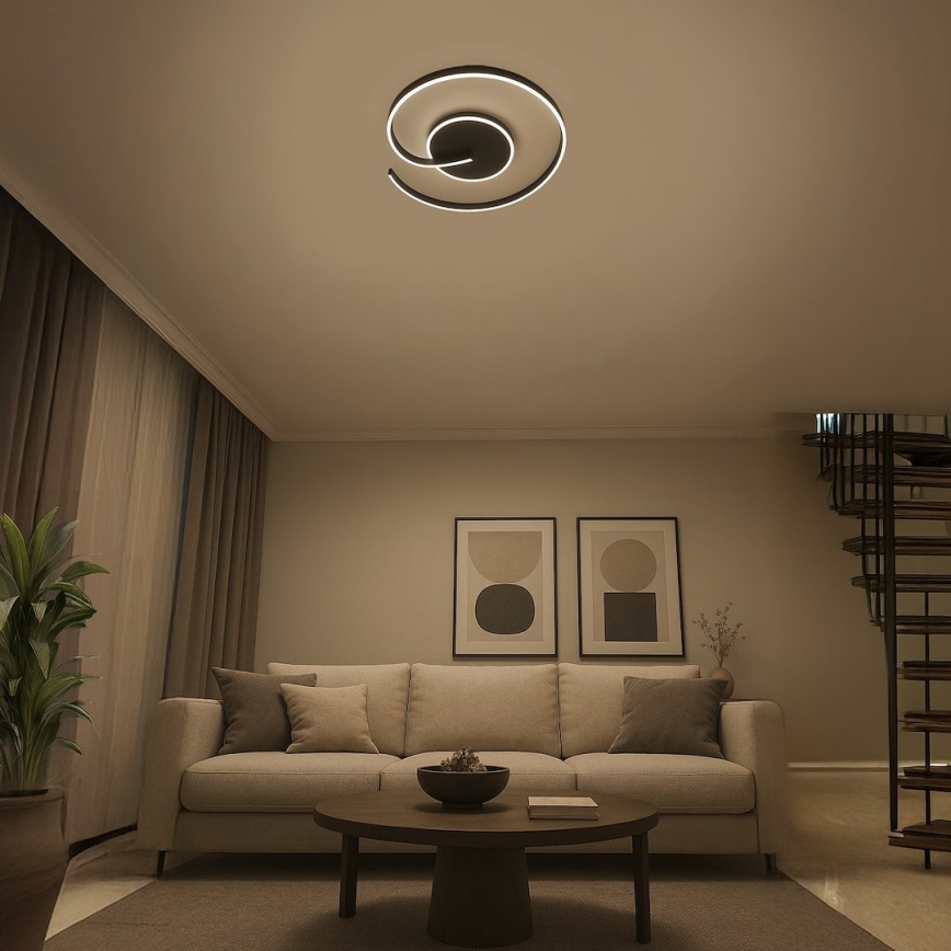 LED griestu lampa LORENZO LED, 22 W, 230 V, Ø 50 cm, melna