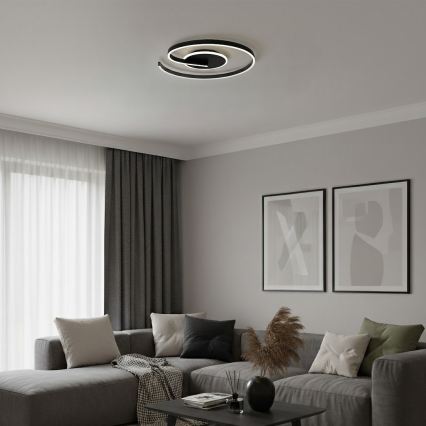 LED griestu lampa LORENZO LED, 22 W, 230 V, Ø 50 cm, melna