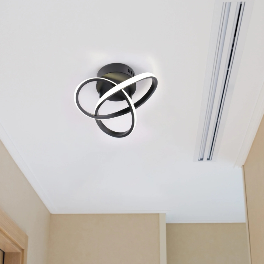 LED griestu lampa OSKAR LED/15W/230V Ø 25 cm melna