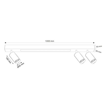 LED Griestu lampa PARIS LED/24W/230V + 3xGU10/10W melna