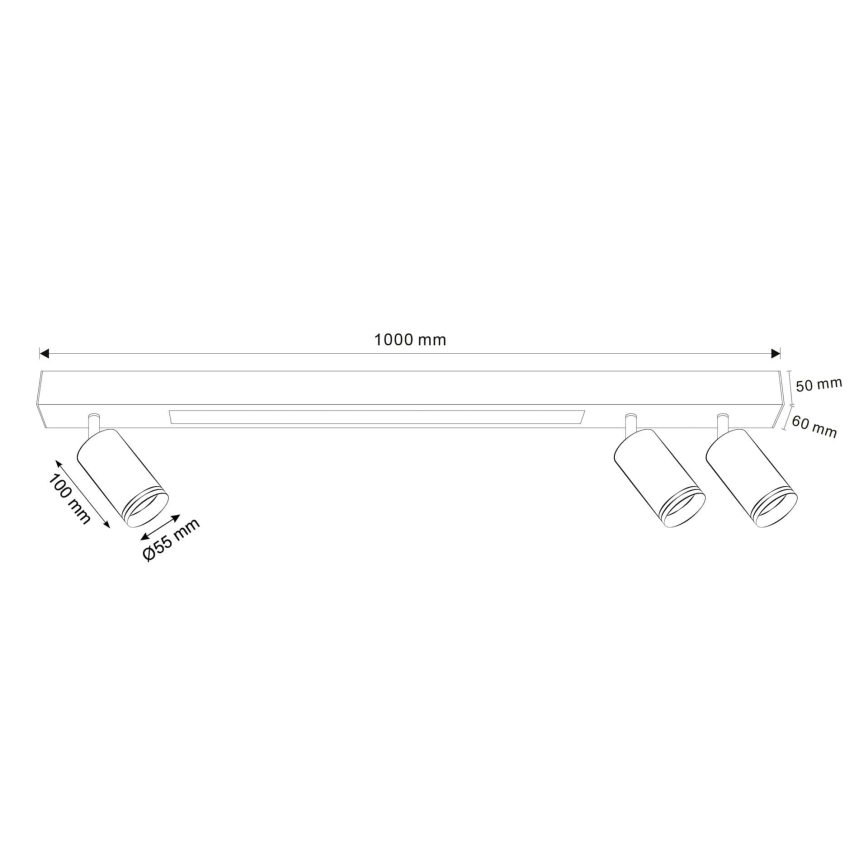 LED Griestu lampa PARIS LED/24W/230V + 3xGU10/10W melna
