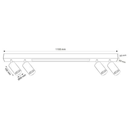 LED Griestu lampa PARIS LED/24W/230V + 4xGU10/10W melna