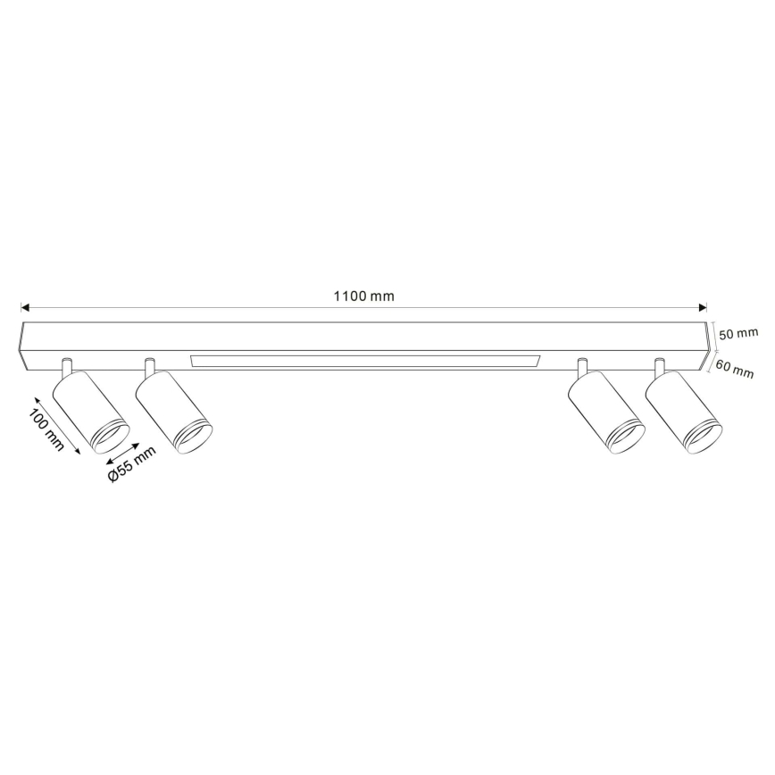LED Griestu lampa PARIS LED/24W/230V + 4xGU10/10W melna