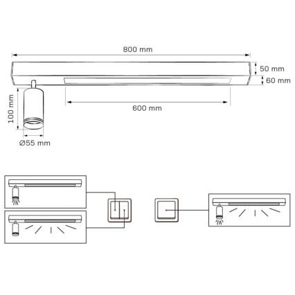 LED Griestu lampa PARĪZE LED/24W/230V + 1xGU10/10W melna