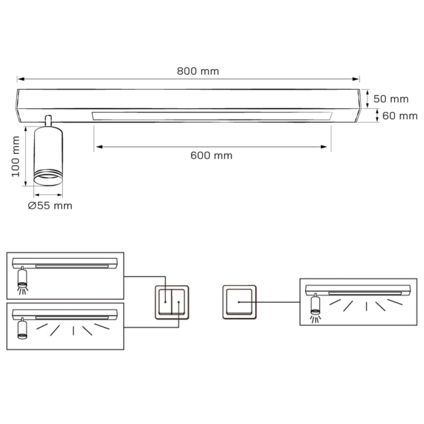 LED Griestu lampa PARĪZE LED/24W/230V + 1xGU10/10W melna